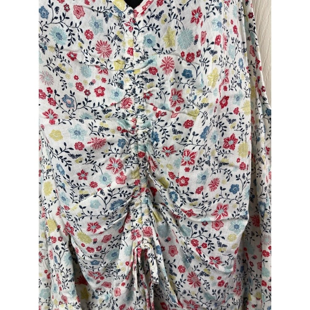 Sonoma Tank Top Womens Plus Size 3X White Floral Shirred Front Rayon NWOT V Neck - Picture 7 of 10